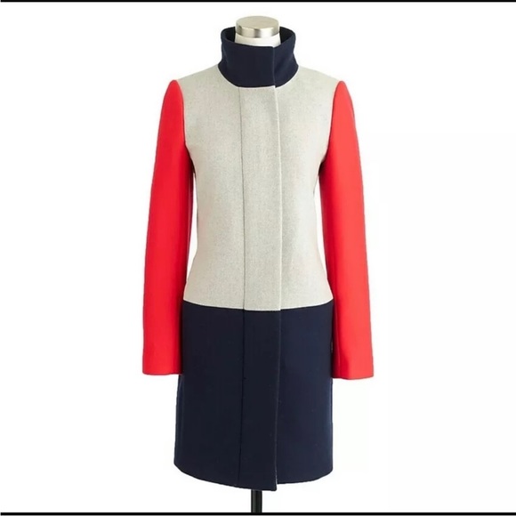J.Crew Colorblock Wool Pea Coat, Size 0 - Picture 9 of 9
